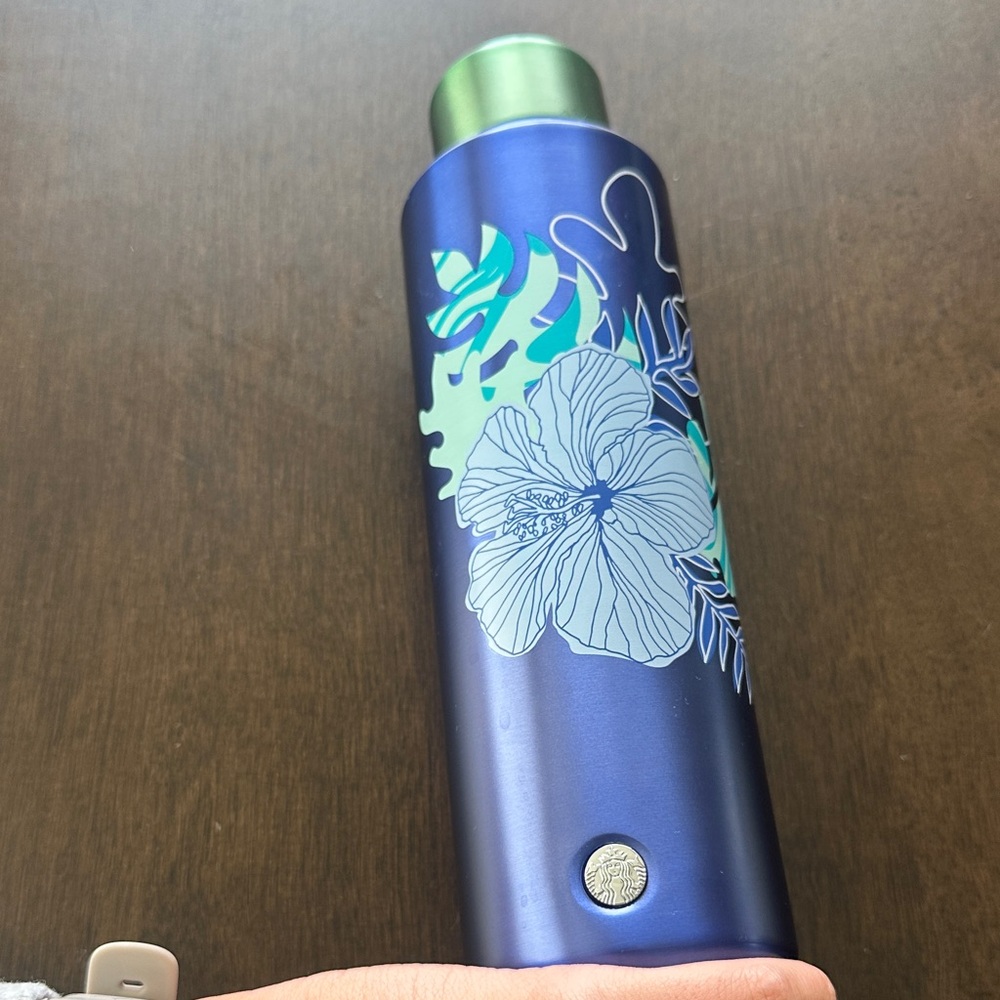 Floral Blue Insulated Water Bottle